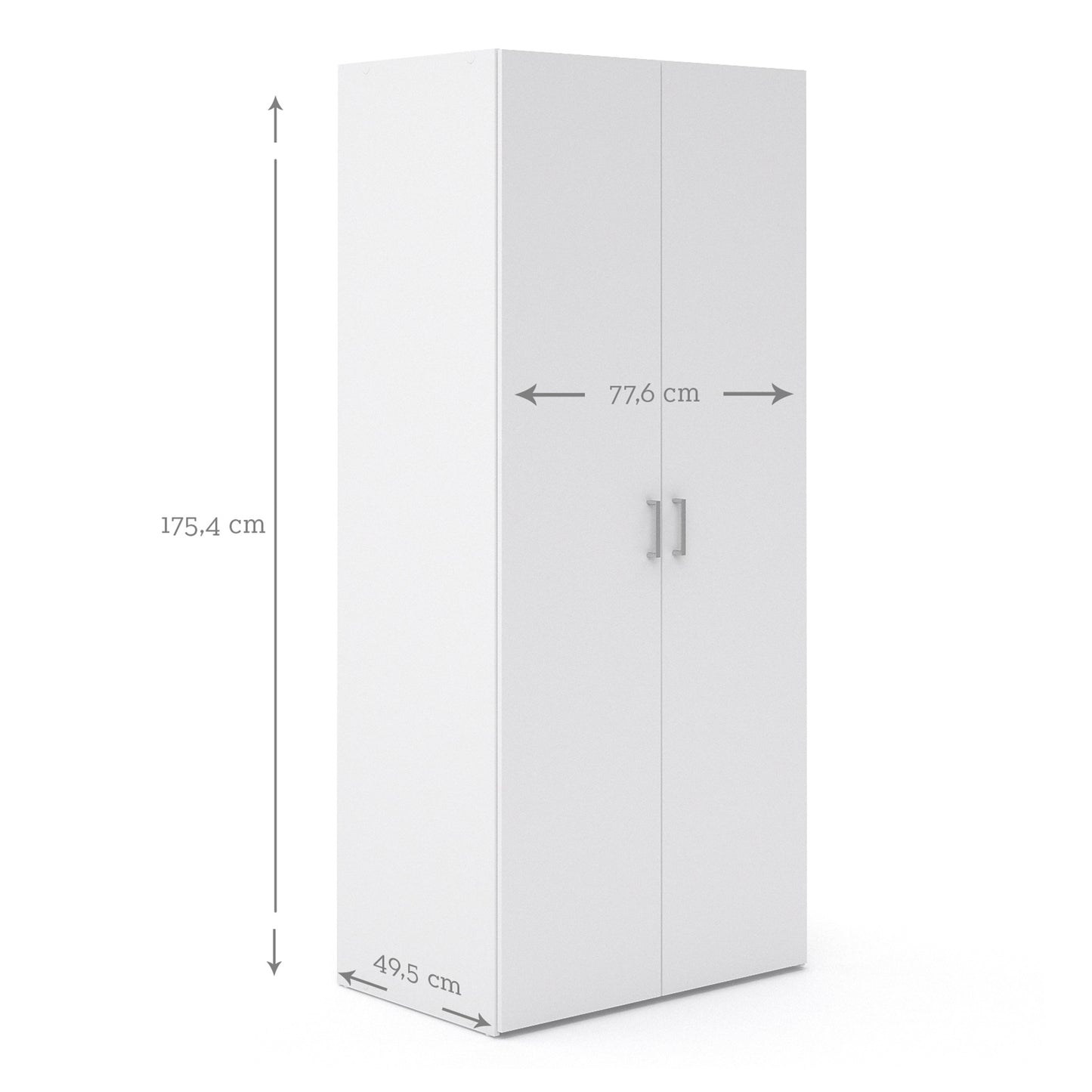 space wardrobe 2 doors white 1750