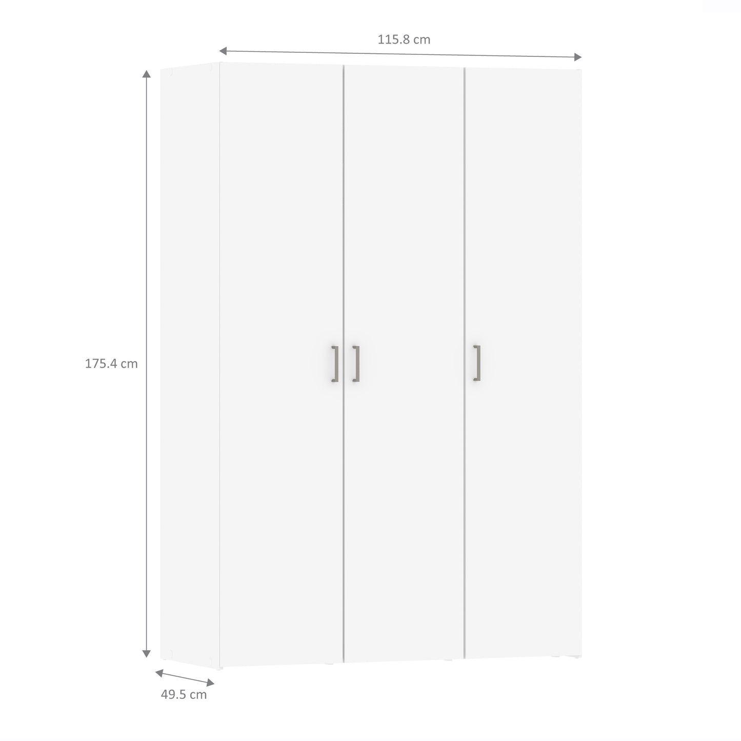 space wardrobe 3 doors white 1750