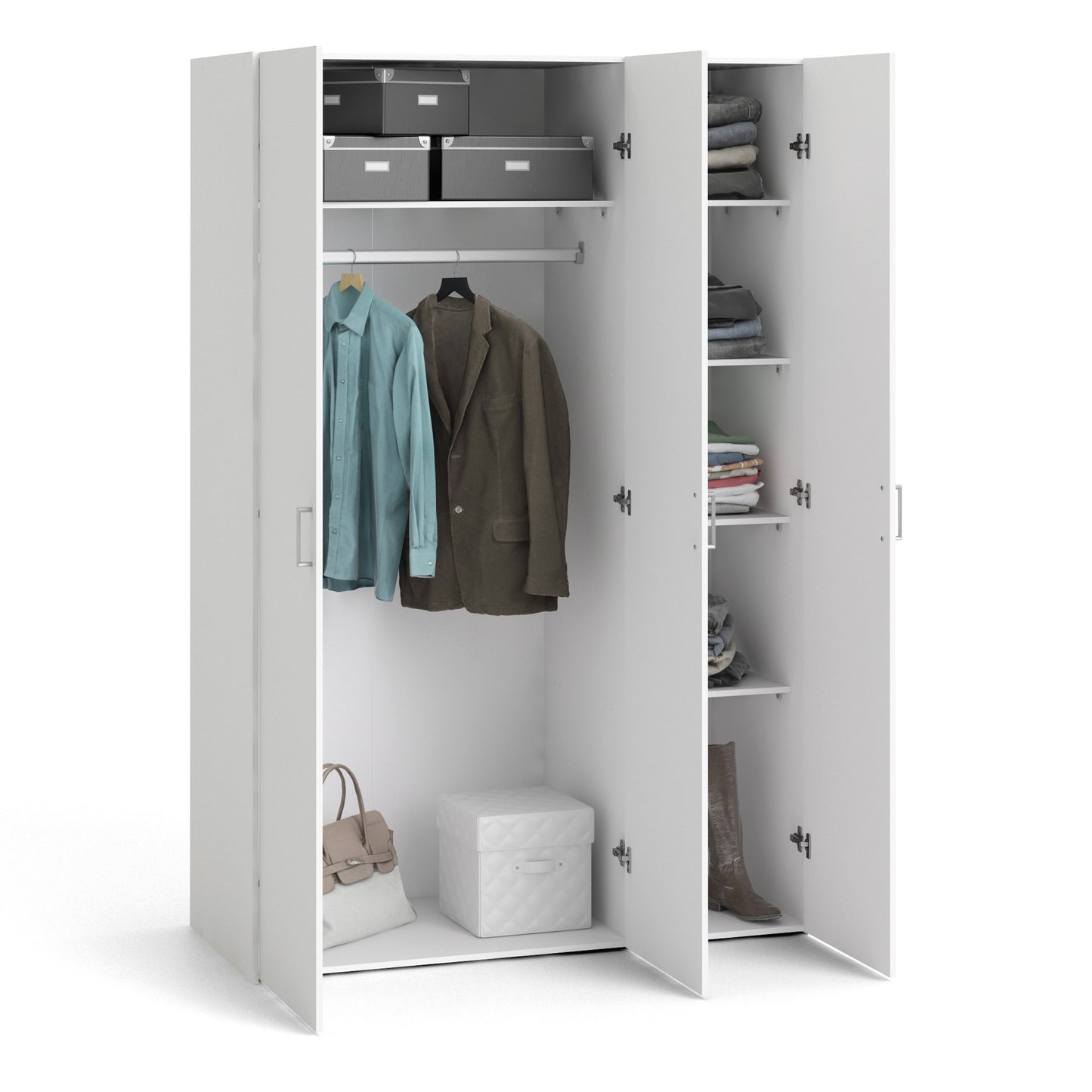 space wardrobe 3 doors white 1750