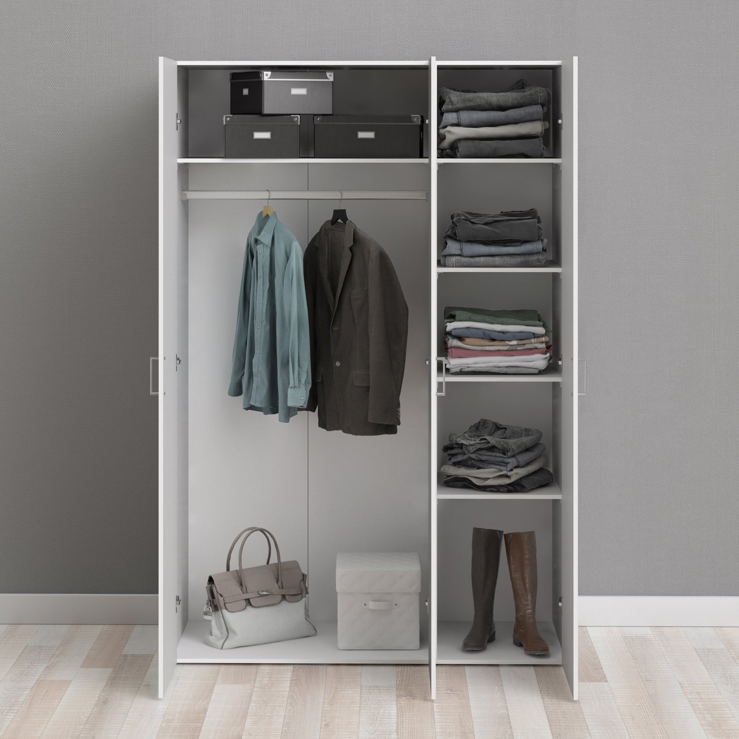 space wardrobe 3 doors white 1750