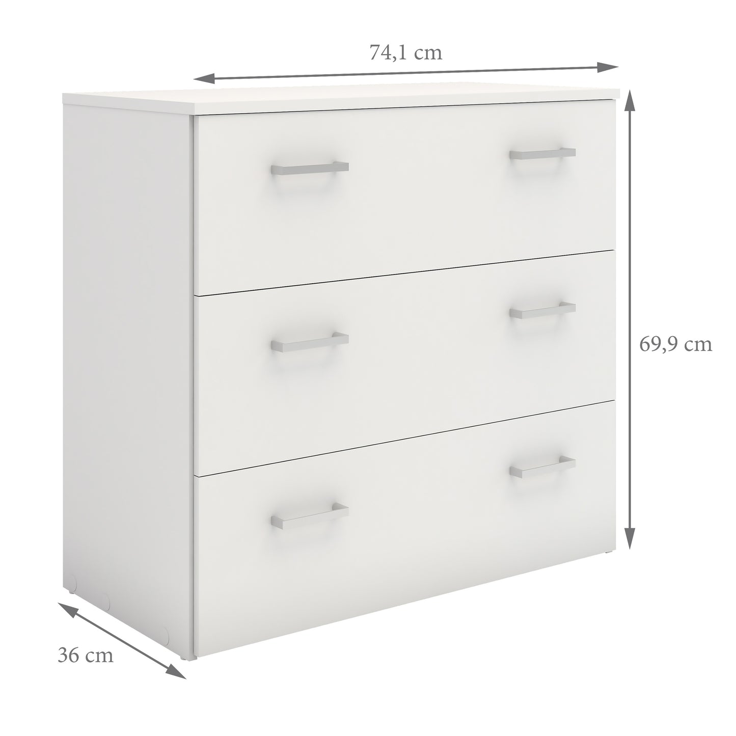 space chest of 3 drawers in white