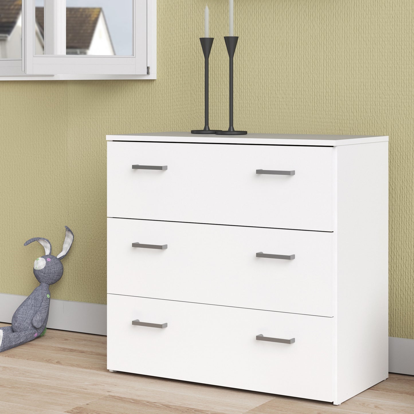 space chest of 3 drawers in white