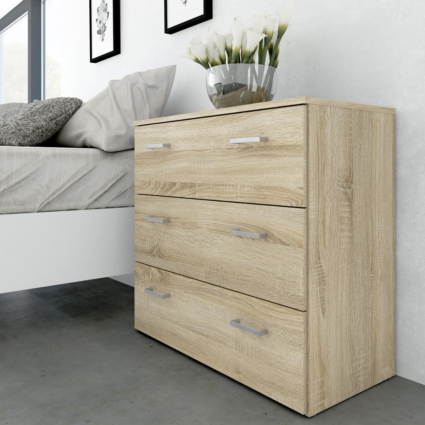 space chest of 3 drawers in oak