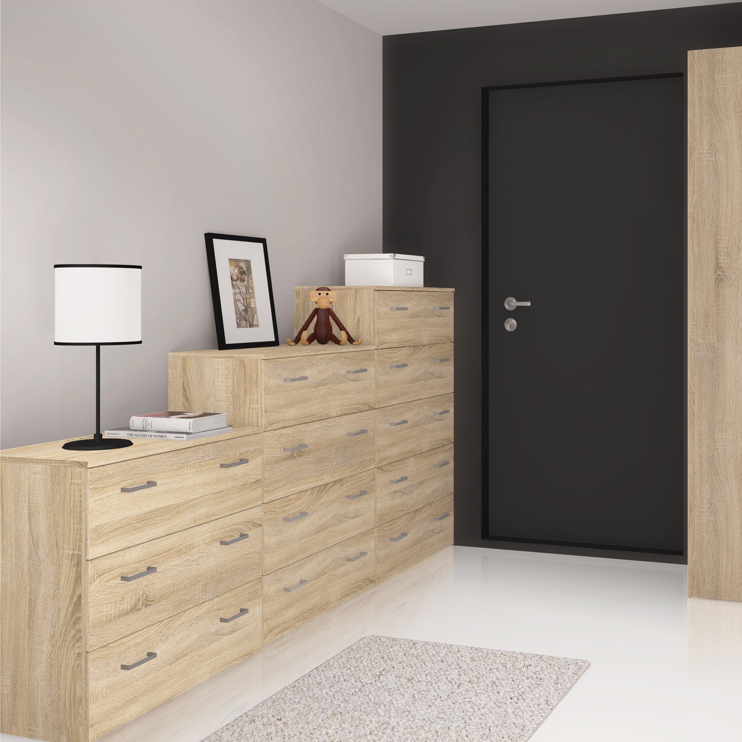 space chest of 3 drawers in oak