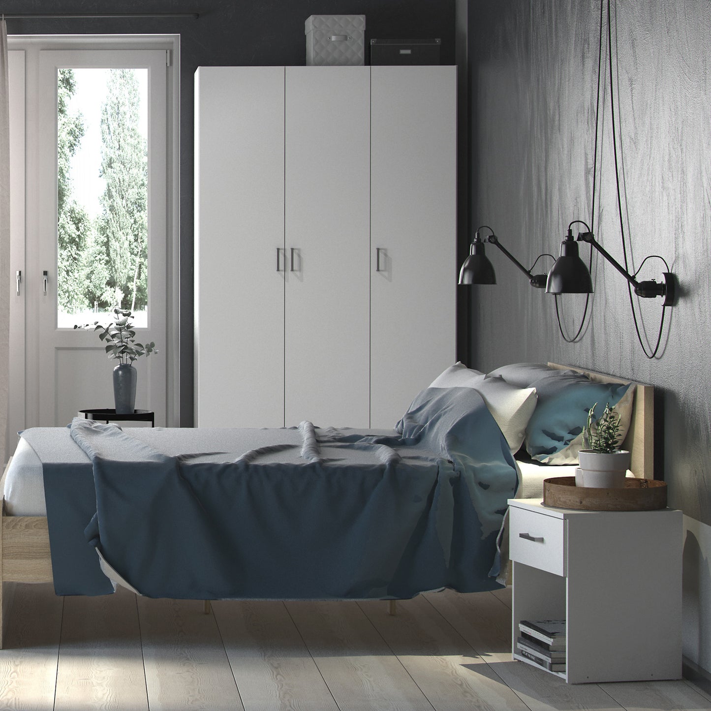 space bedside 1 drawer in white