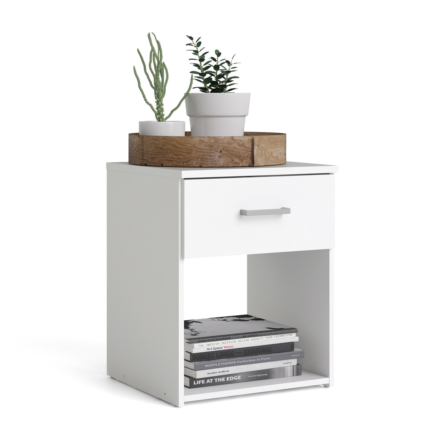 space bedside 1 drawer in white