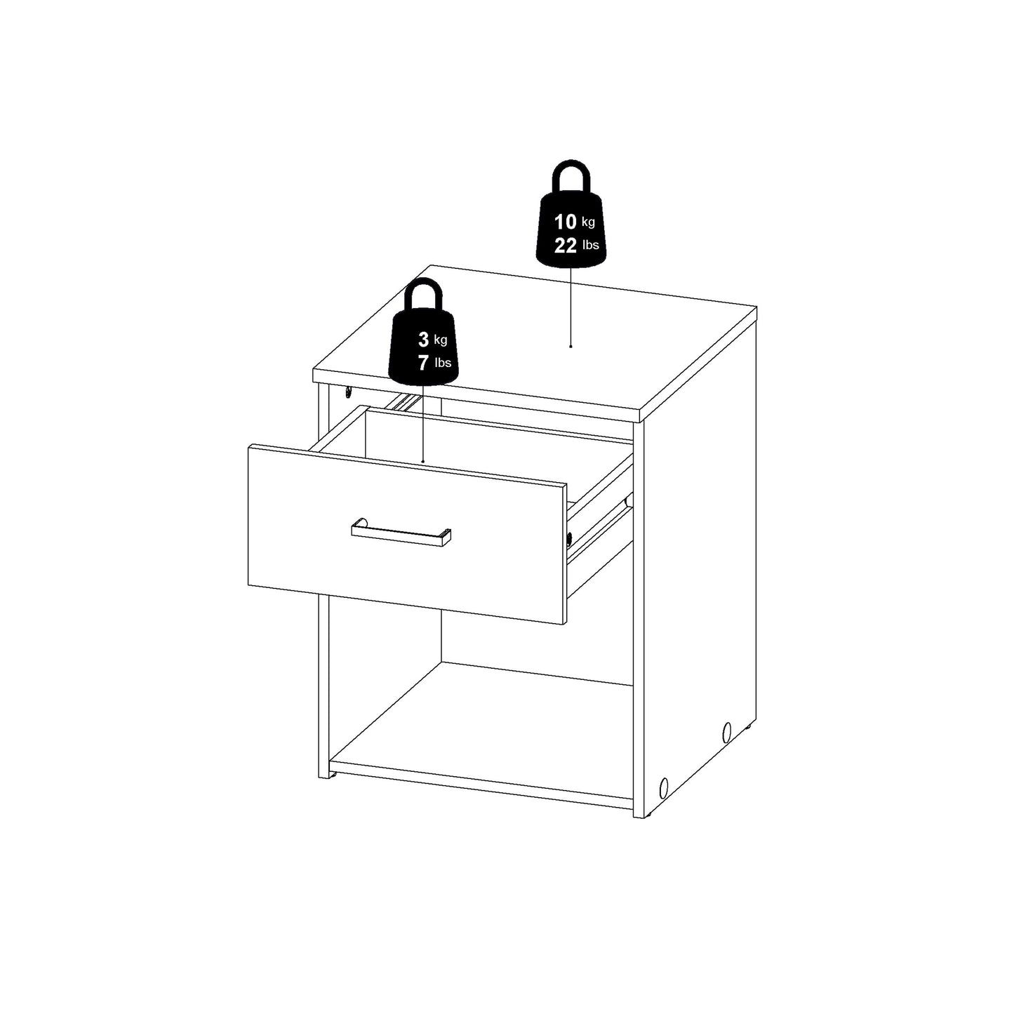space bedside 1 drawer in oak