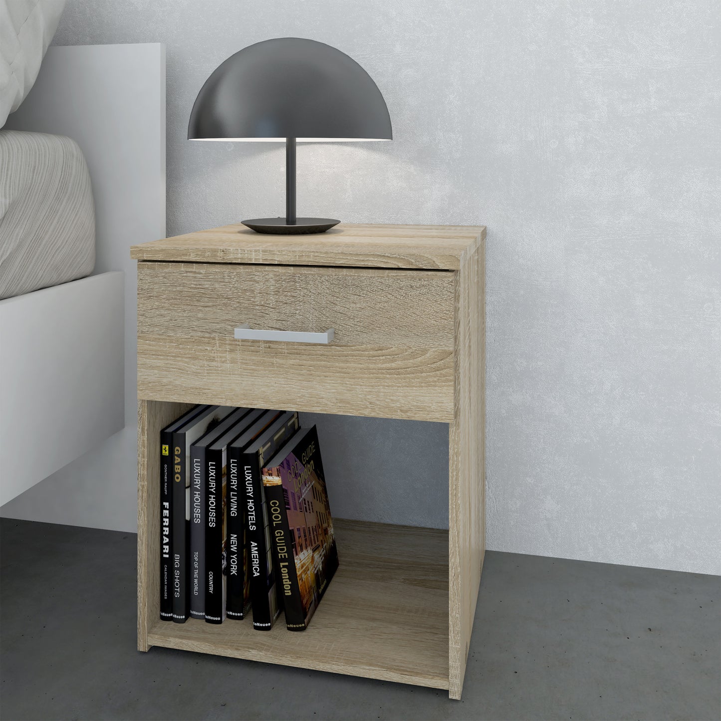 space bedside 1 drawer in oak