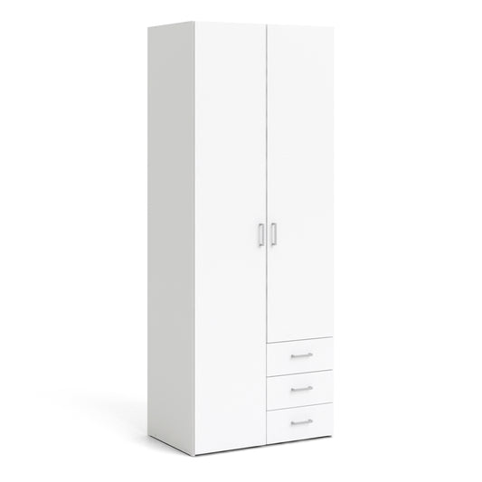 space wardrobe 2 doors 3 drawers in white 2000