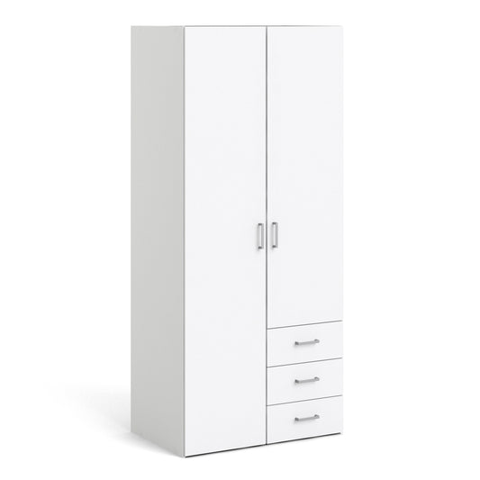 space wardrobe 2 doors 3 drawers white 1750