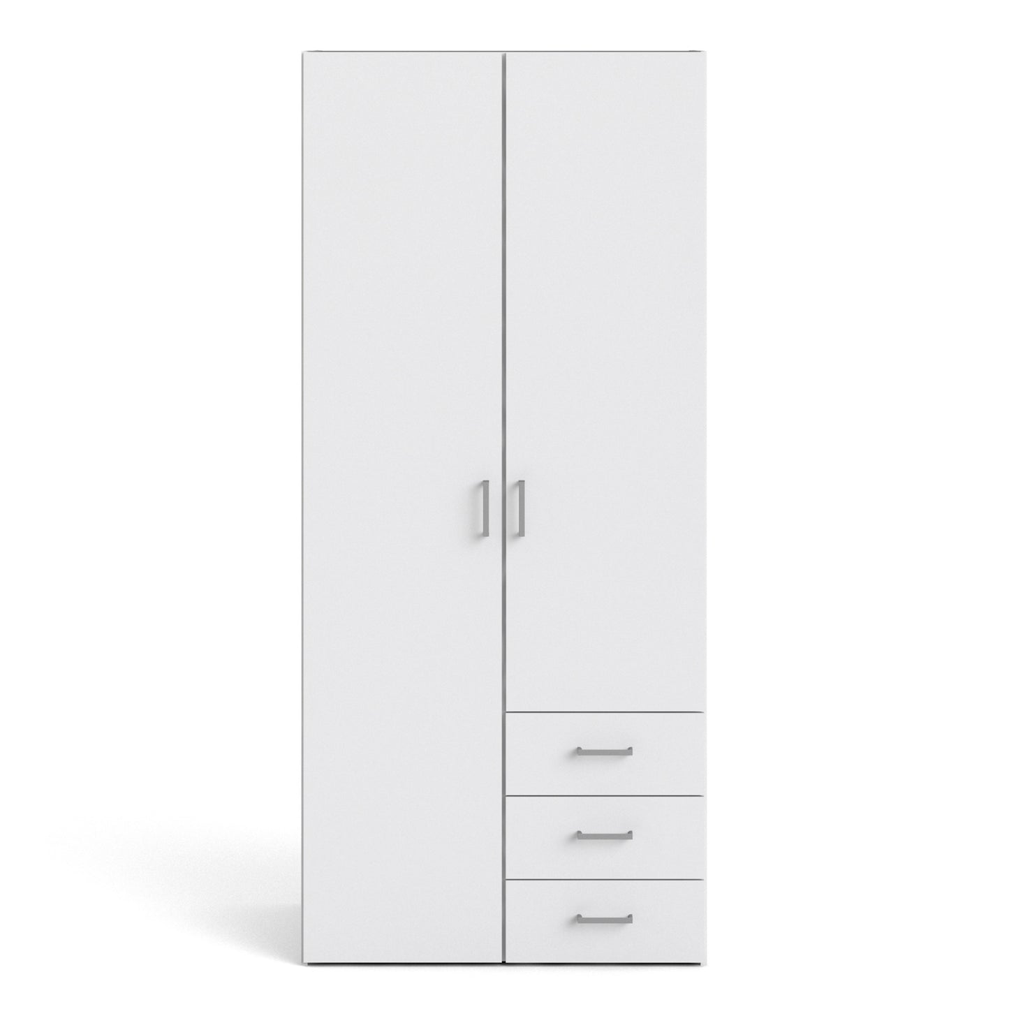 space wardrobe 2 doors 3 drawers white 1750