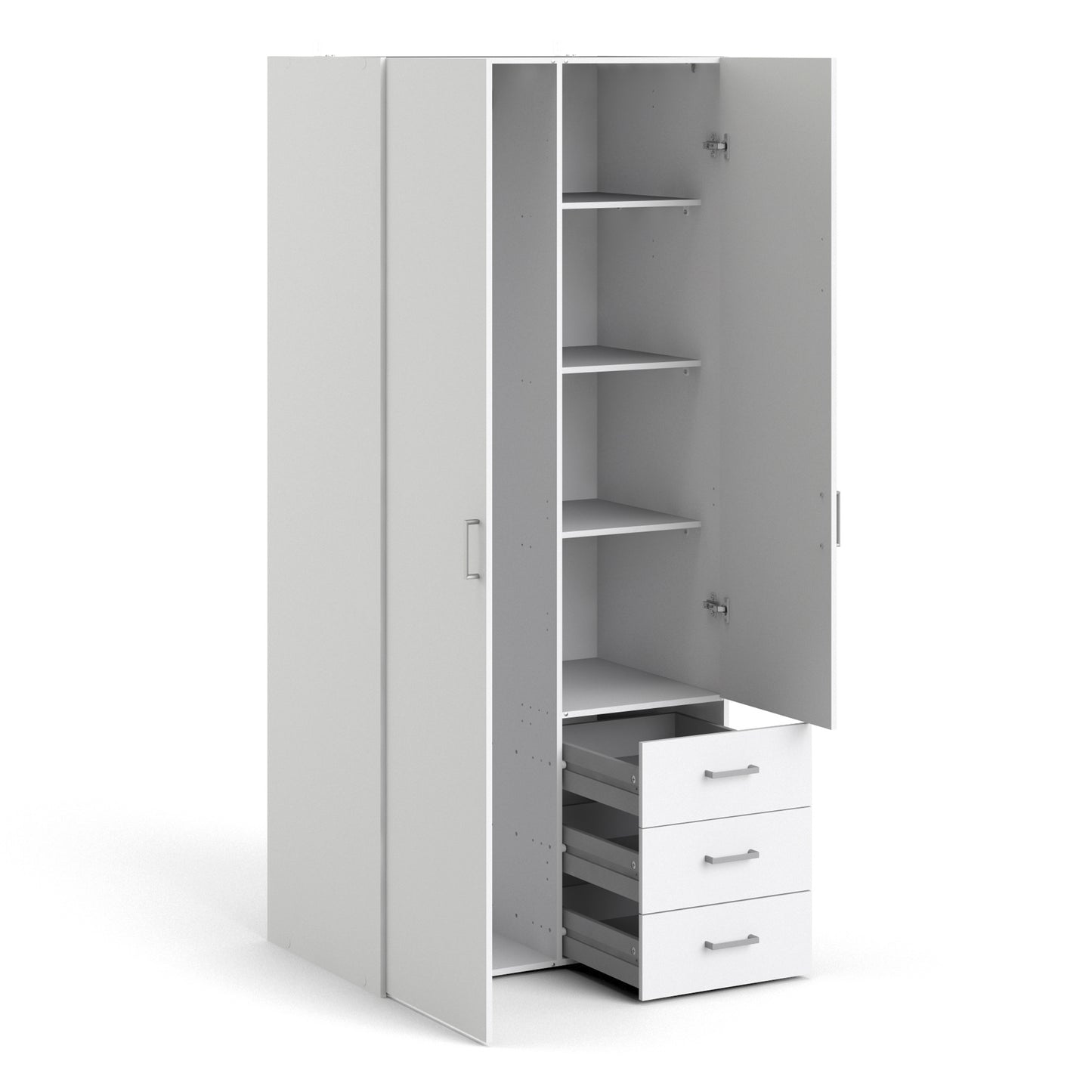 space wardrobe 2 doors 3 drawers white 1750