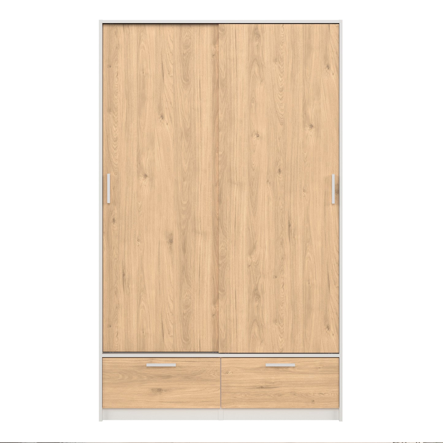 line wardrobe with 2 doors 2 drawers in white and jackson hickory oak