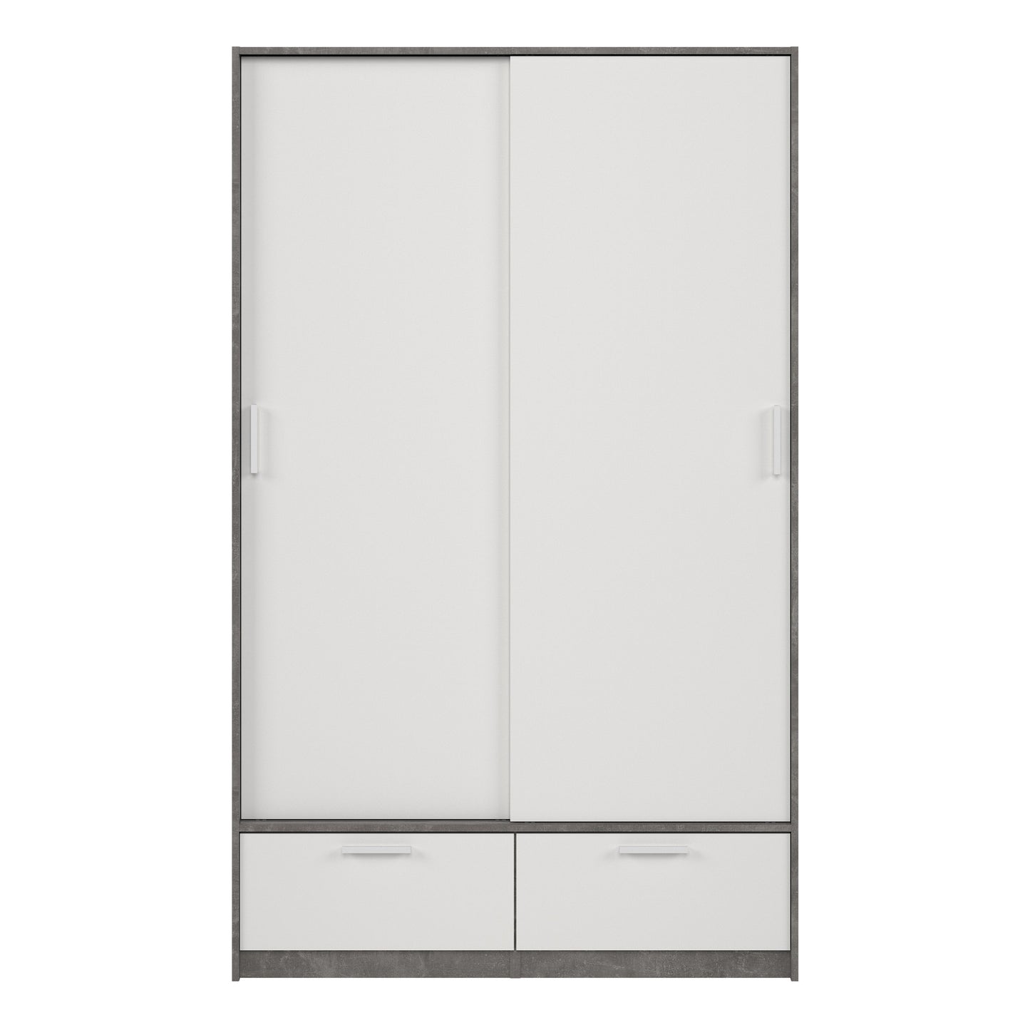 line wardrobe with 2 doors 2 drawers in white and concrete