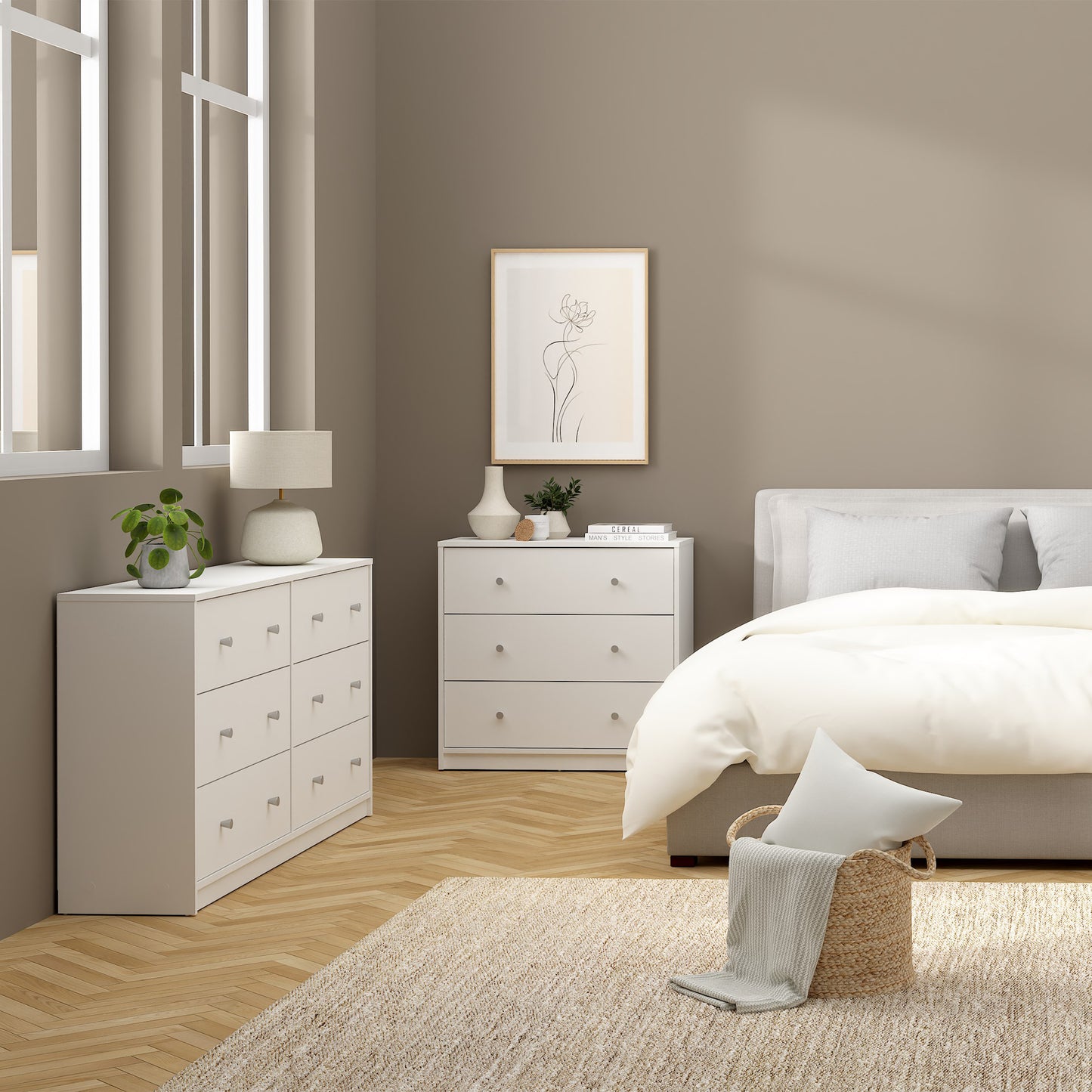 may chest of 6 drawers (3+3) in white