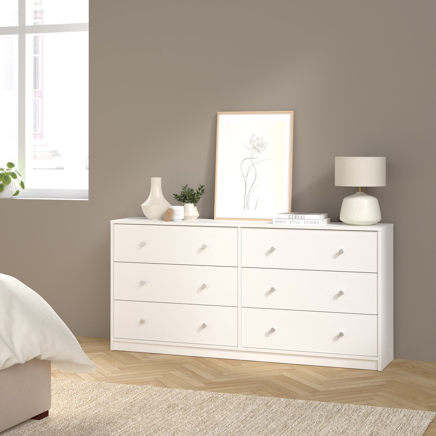 may chest of 6 drawers (3+3) in white
