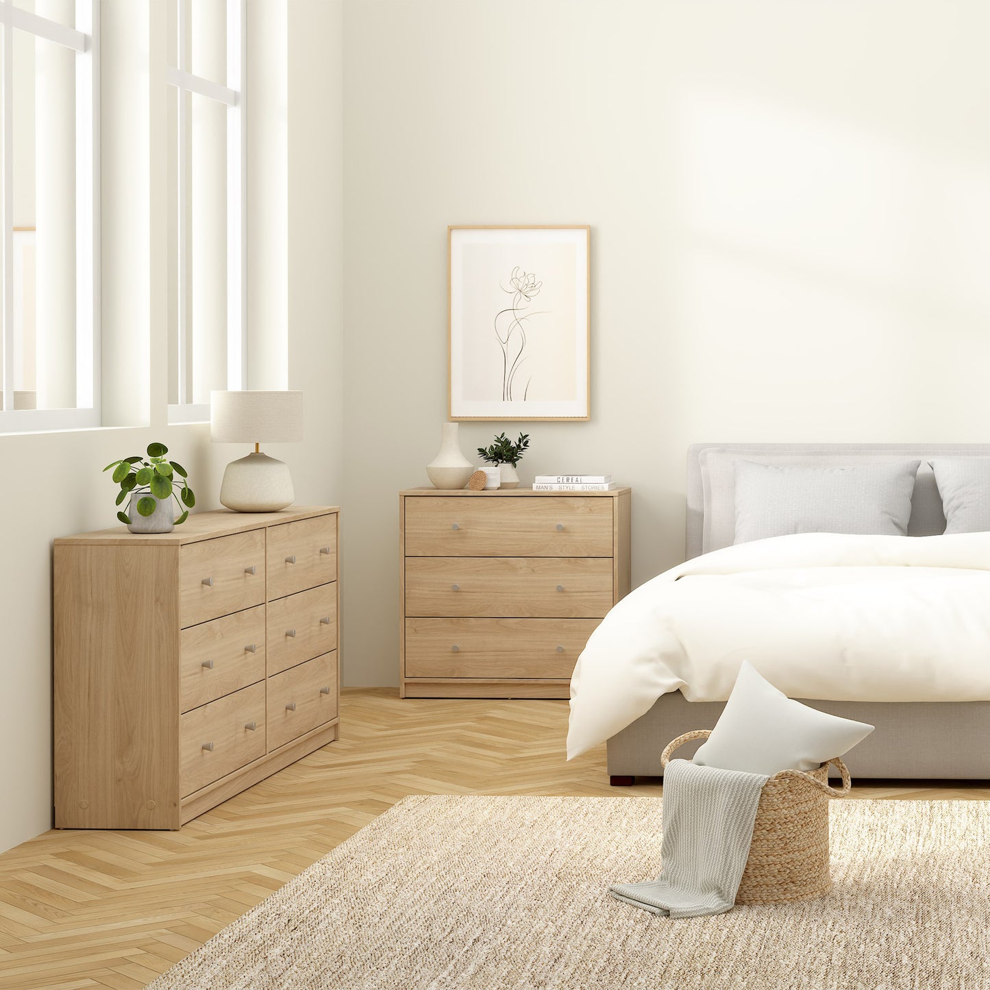 may chest of 6 drawers (3+3) in jackson hickory oak