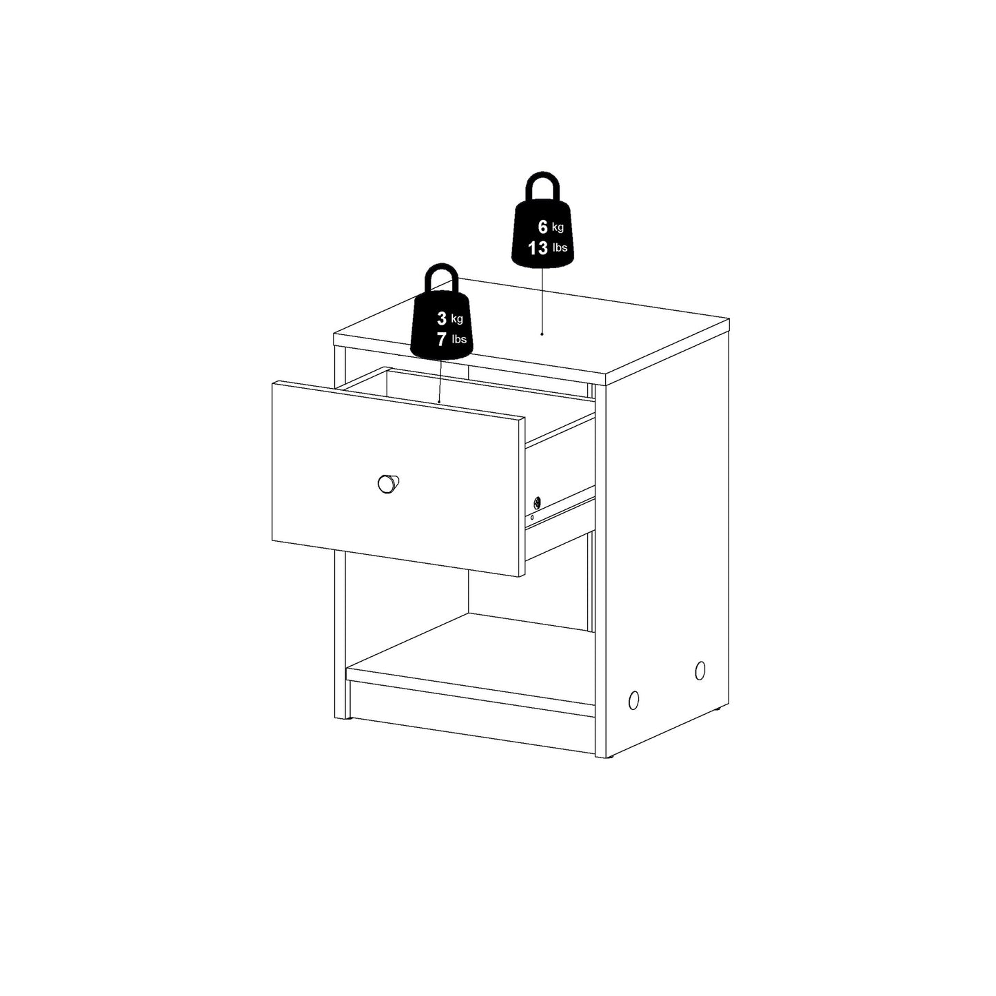 may bedside 1 drawer in white