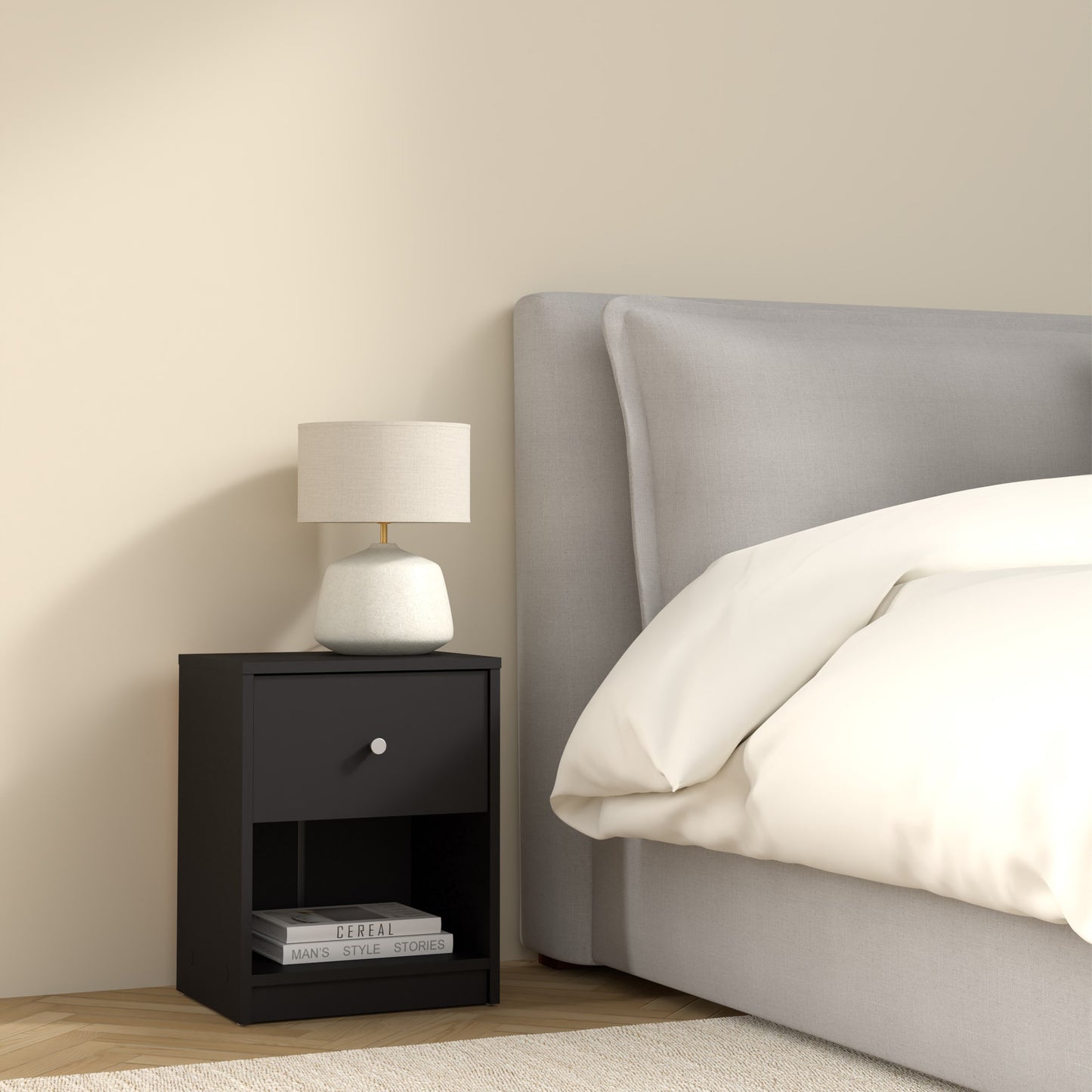 may bedside 1 drawer in black