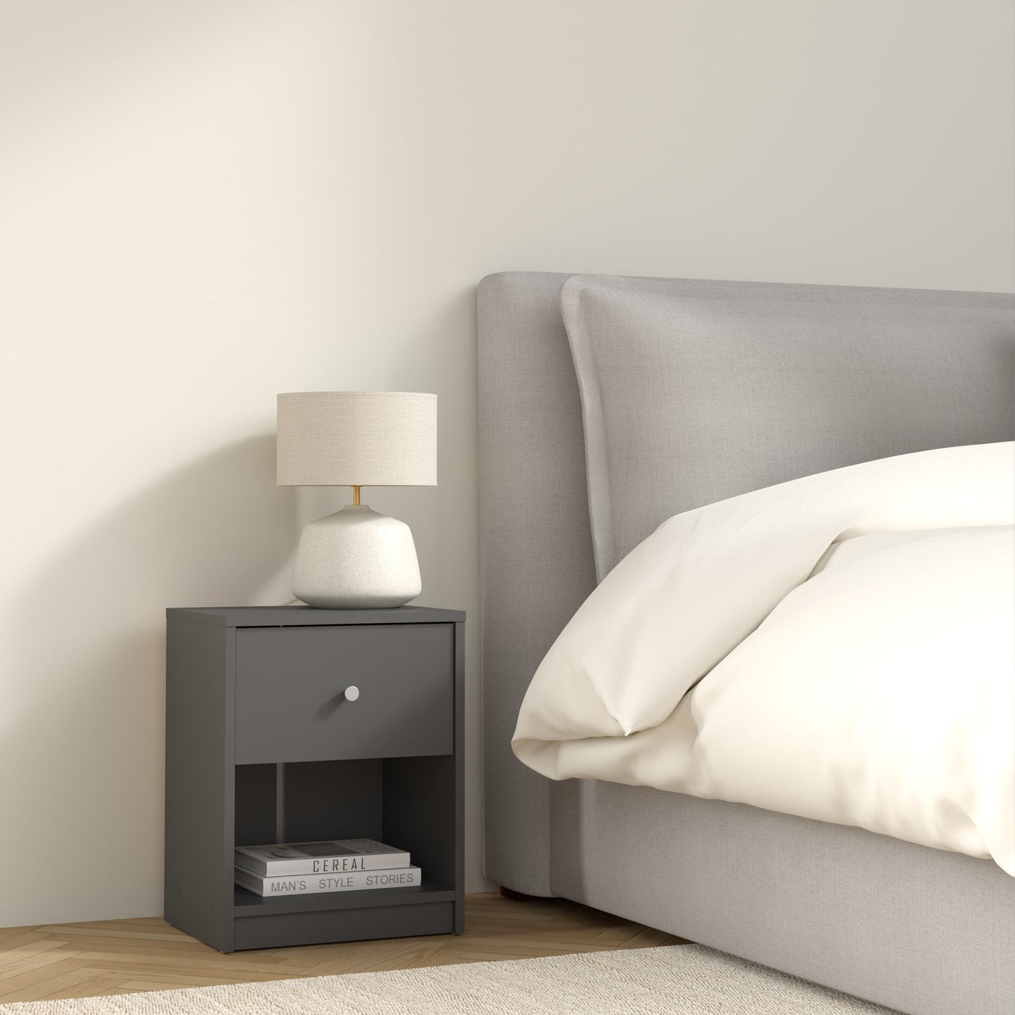 may bedside 1 drawer in grey