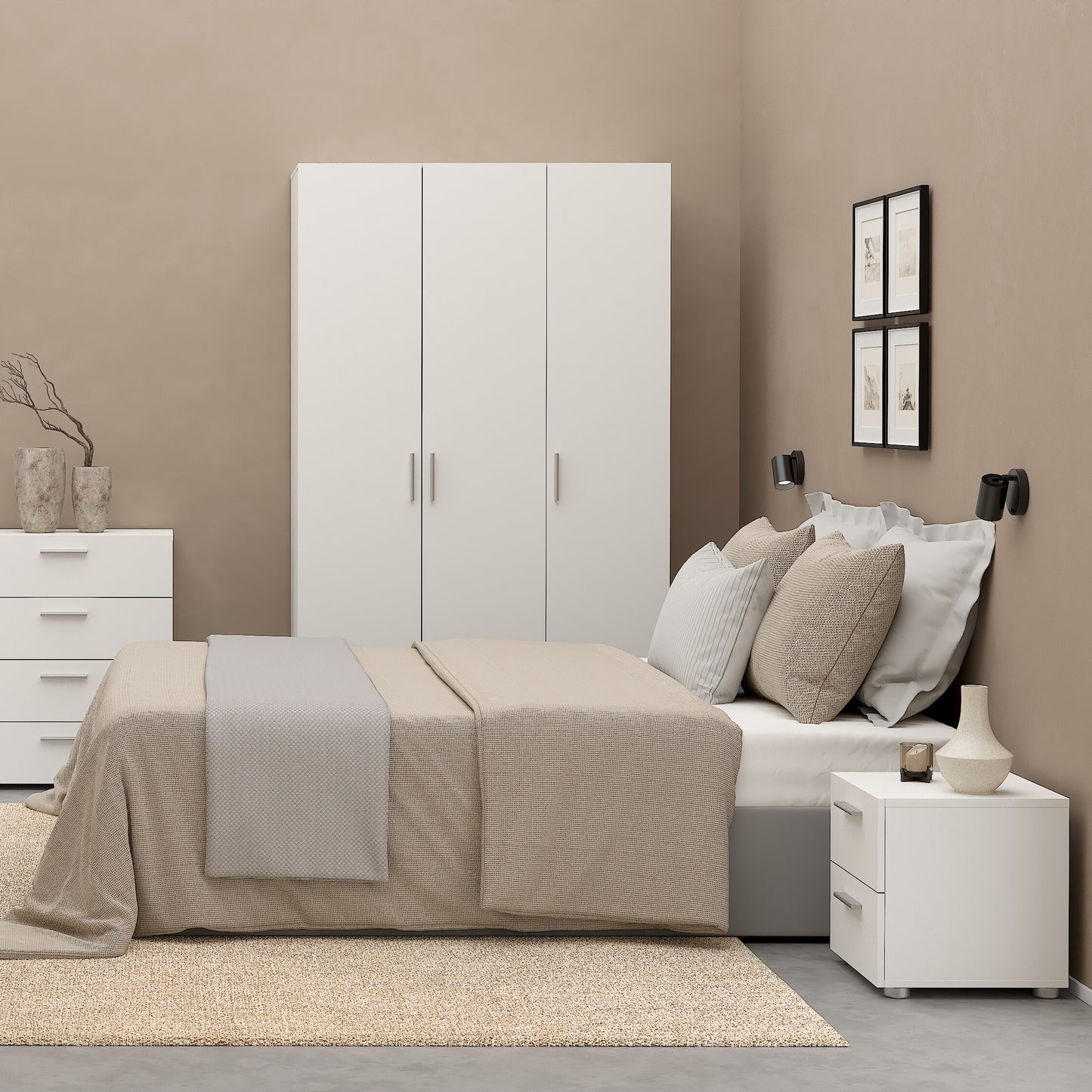 pepe bedside 2 drawers in white