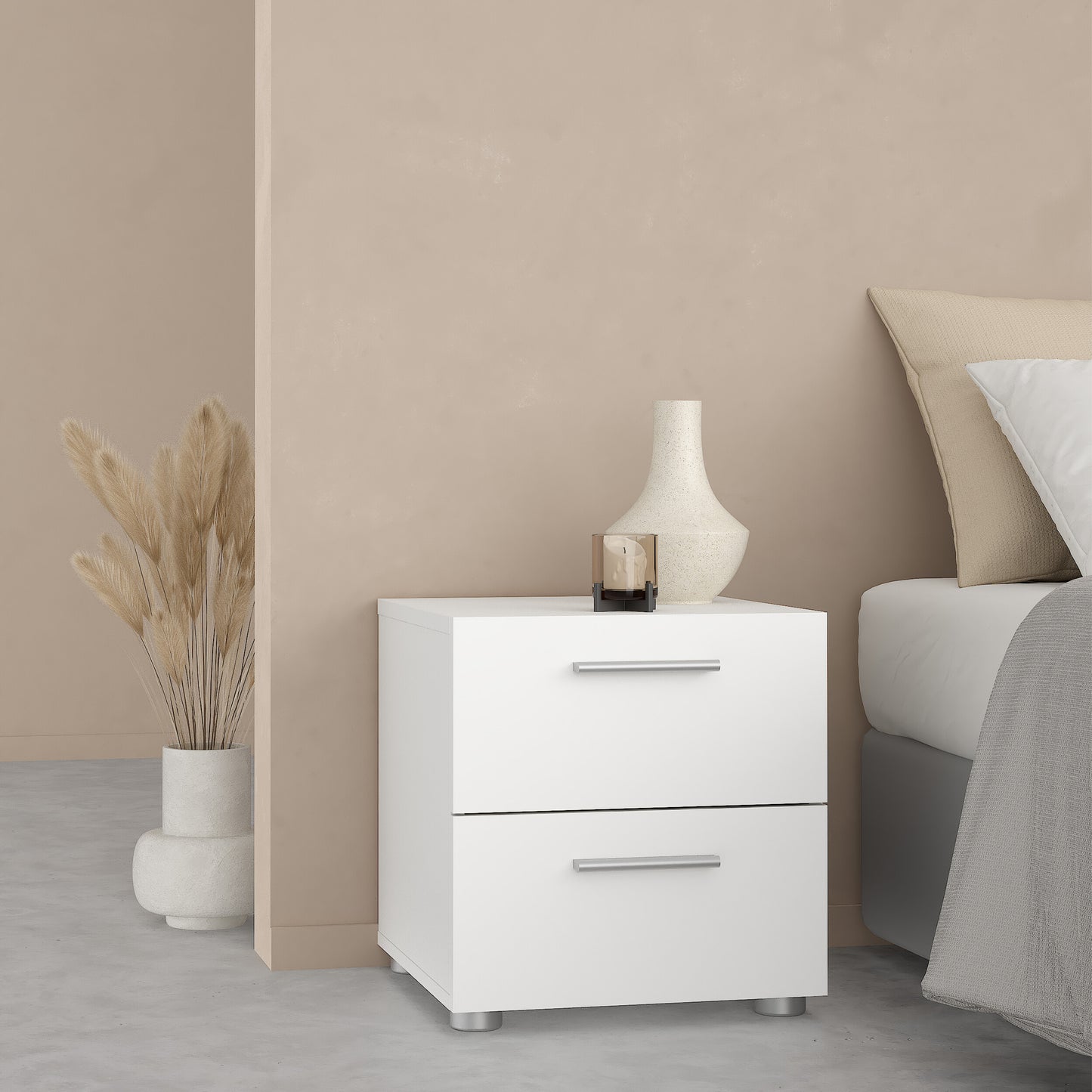 pepe bedside 2 drawers in white
