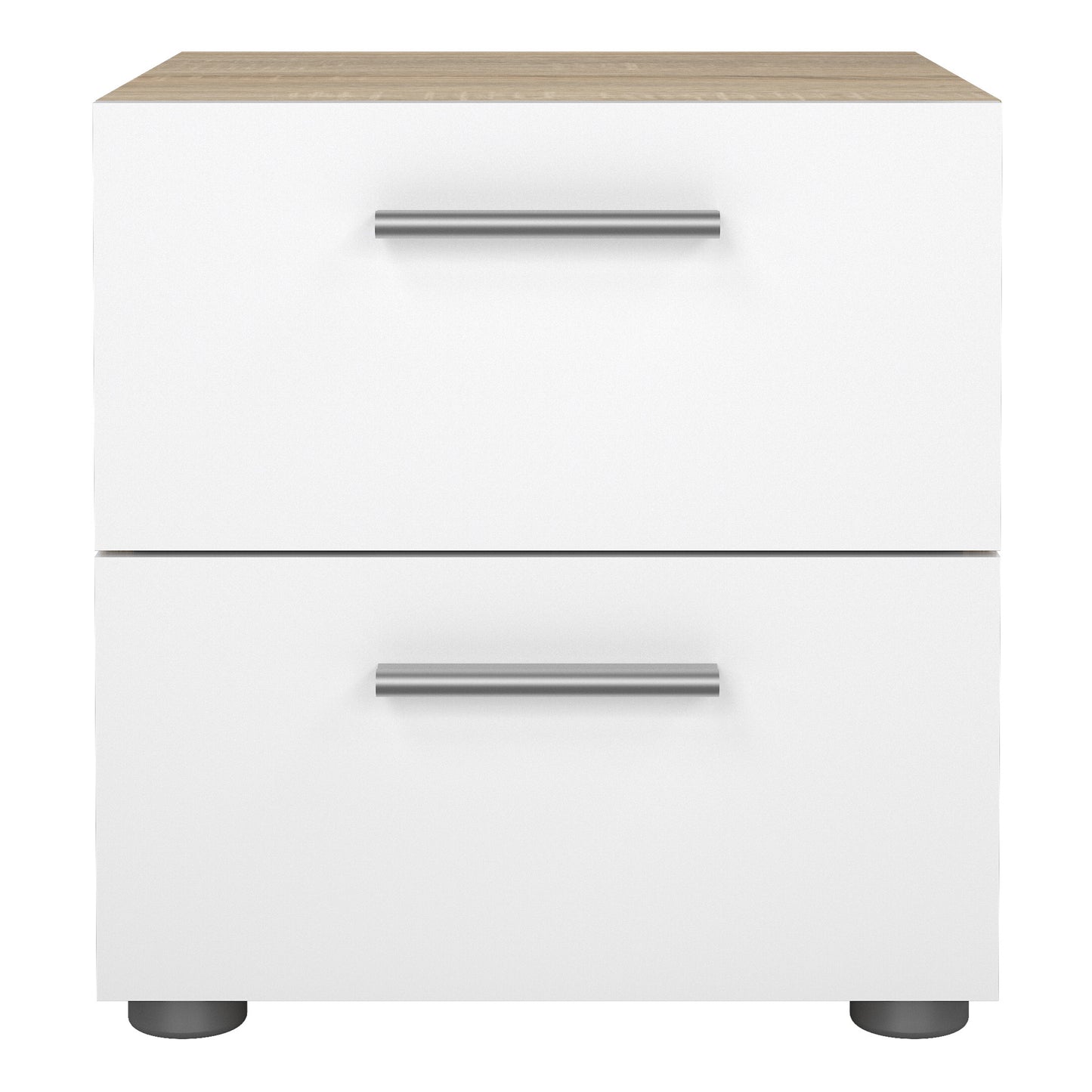 pepe bedside 2 drawers in oak with white high gloss