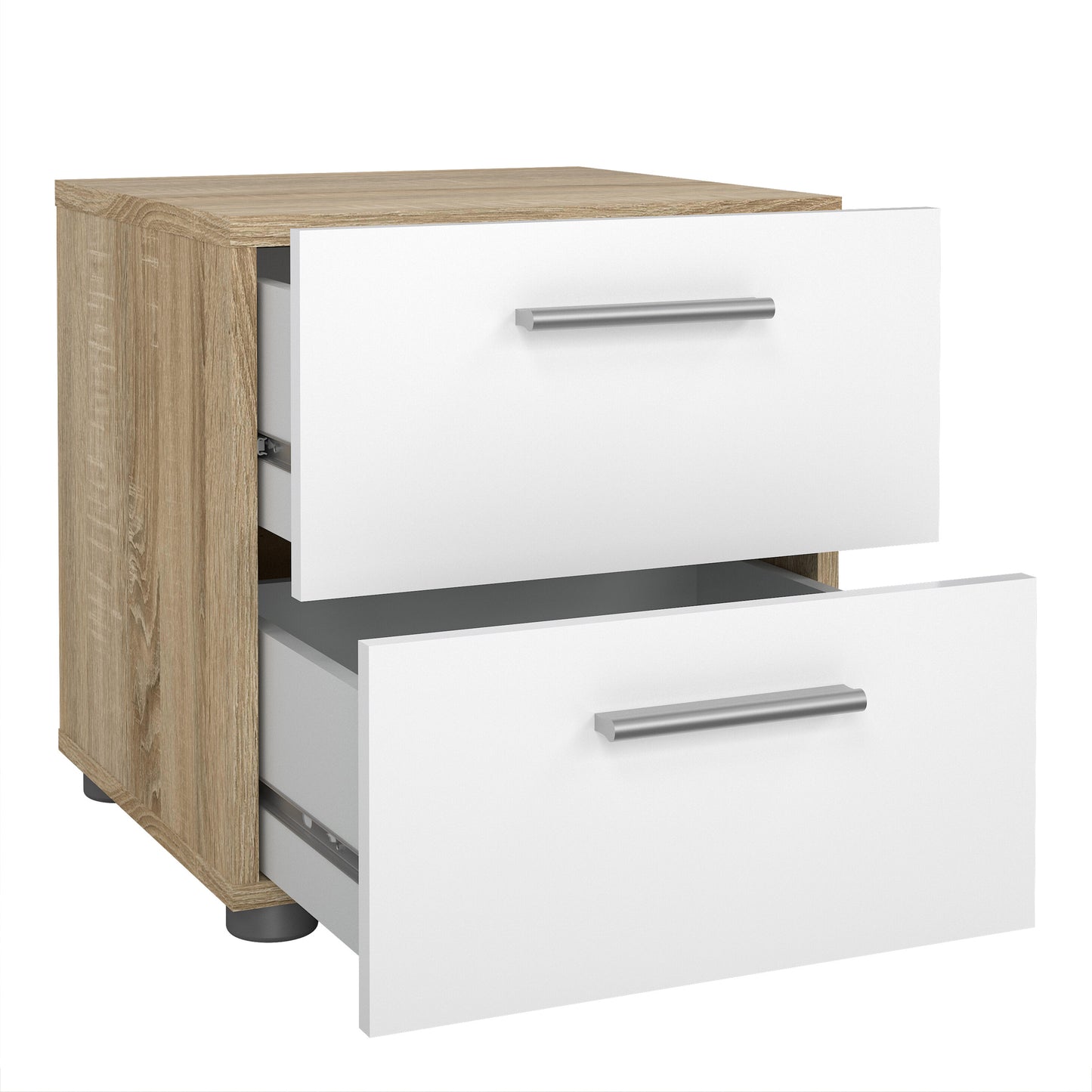 pepe bedside 2 drawers in oak with white high gloss
