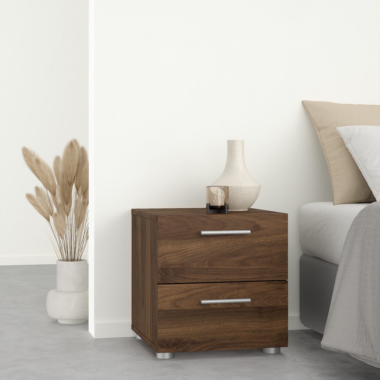 pepe bedside 2 drawers in walnut