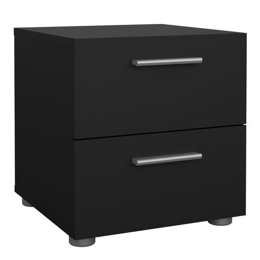 pepe bedside 2 drawers in black