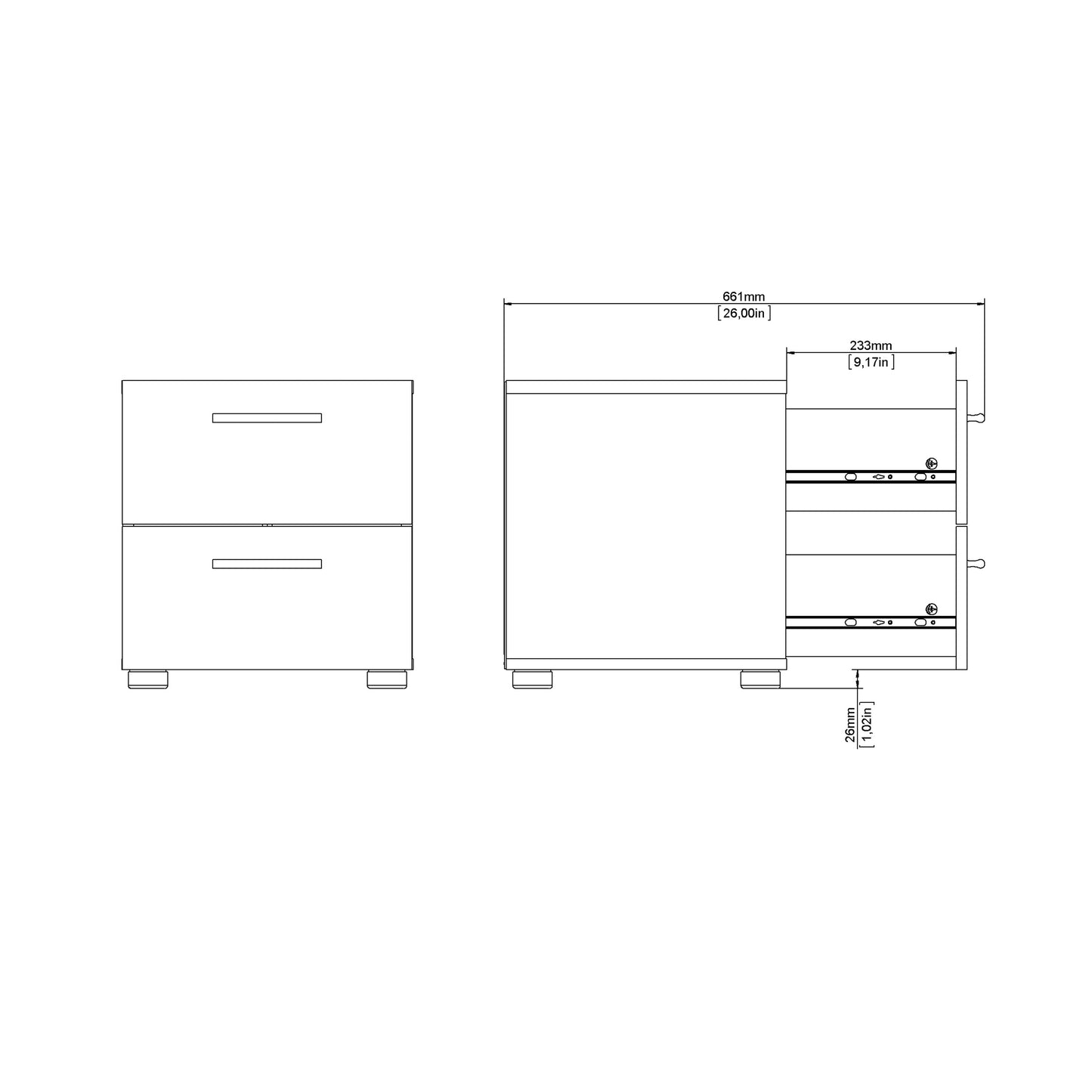 pepe bedside 2 drawers in black
