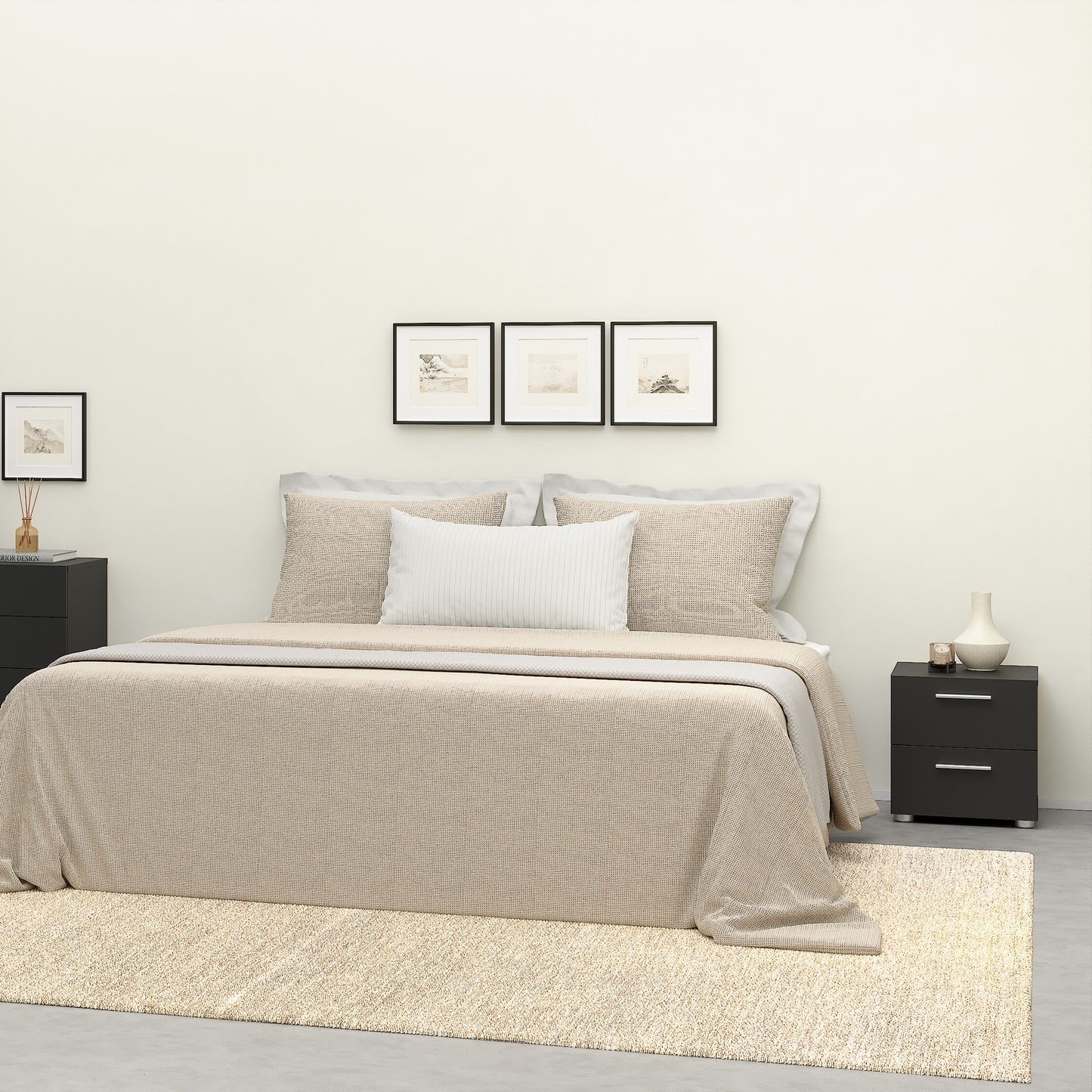 pepe bedside 2 drawers in black