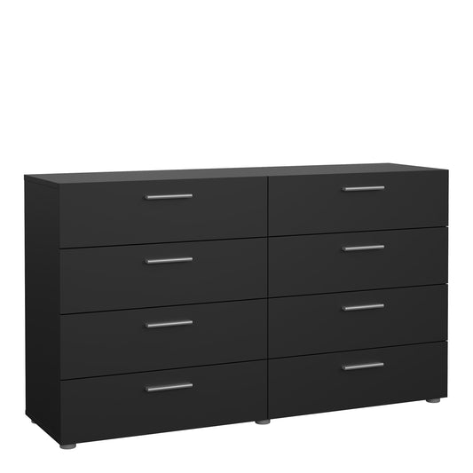 pepe wide chest of 8 drawers in black