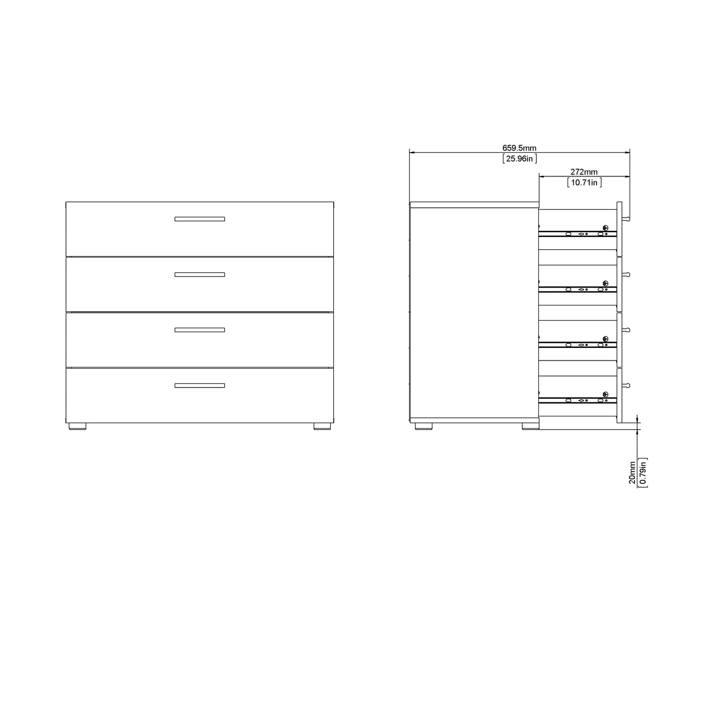 pepe chest of 4 drawers in white