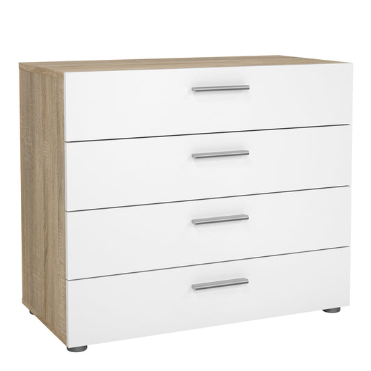 pepe chest of 4 drawers in oak with white high gloss