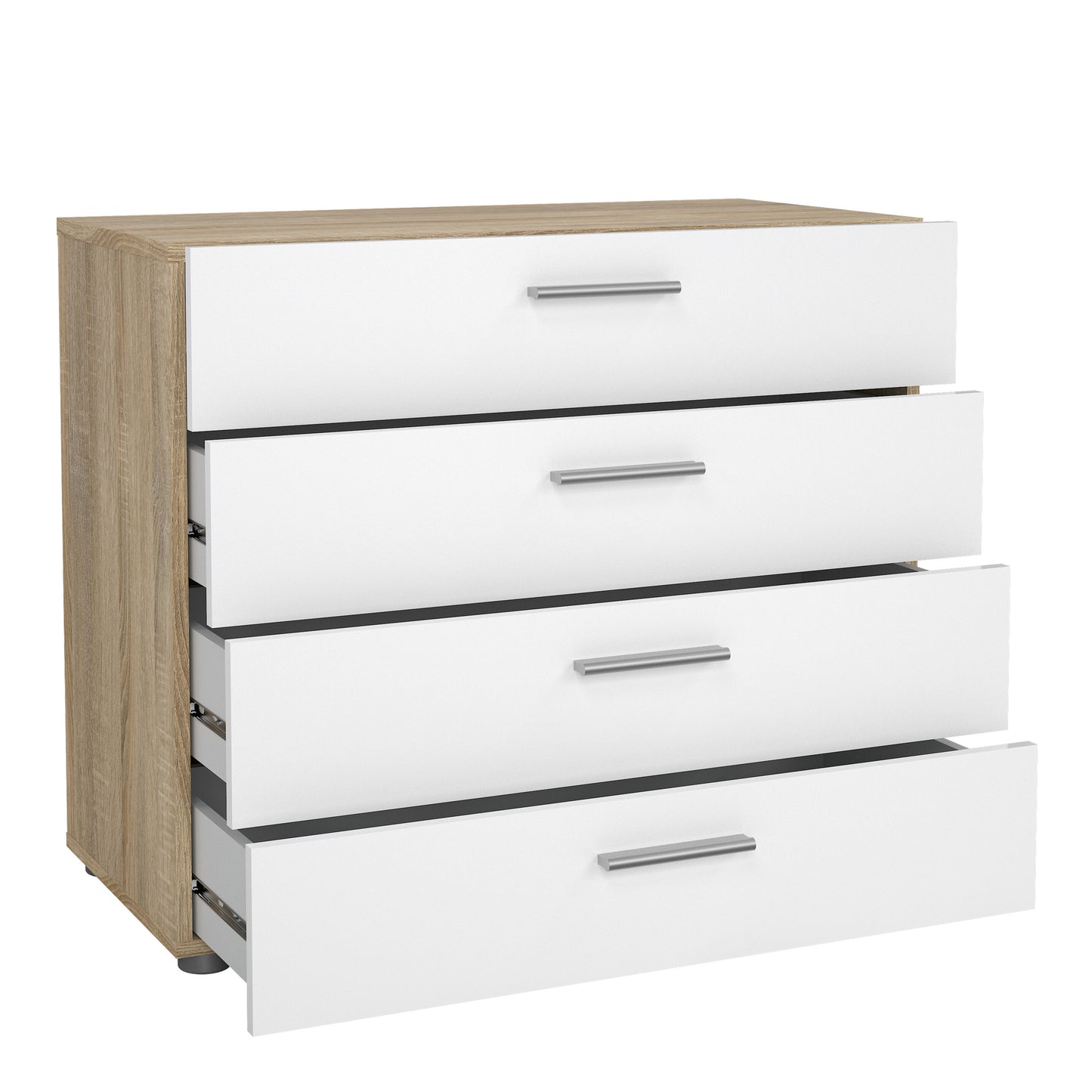 pepe chest of 4 drawers in oak with white high gloss