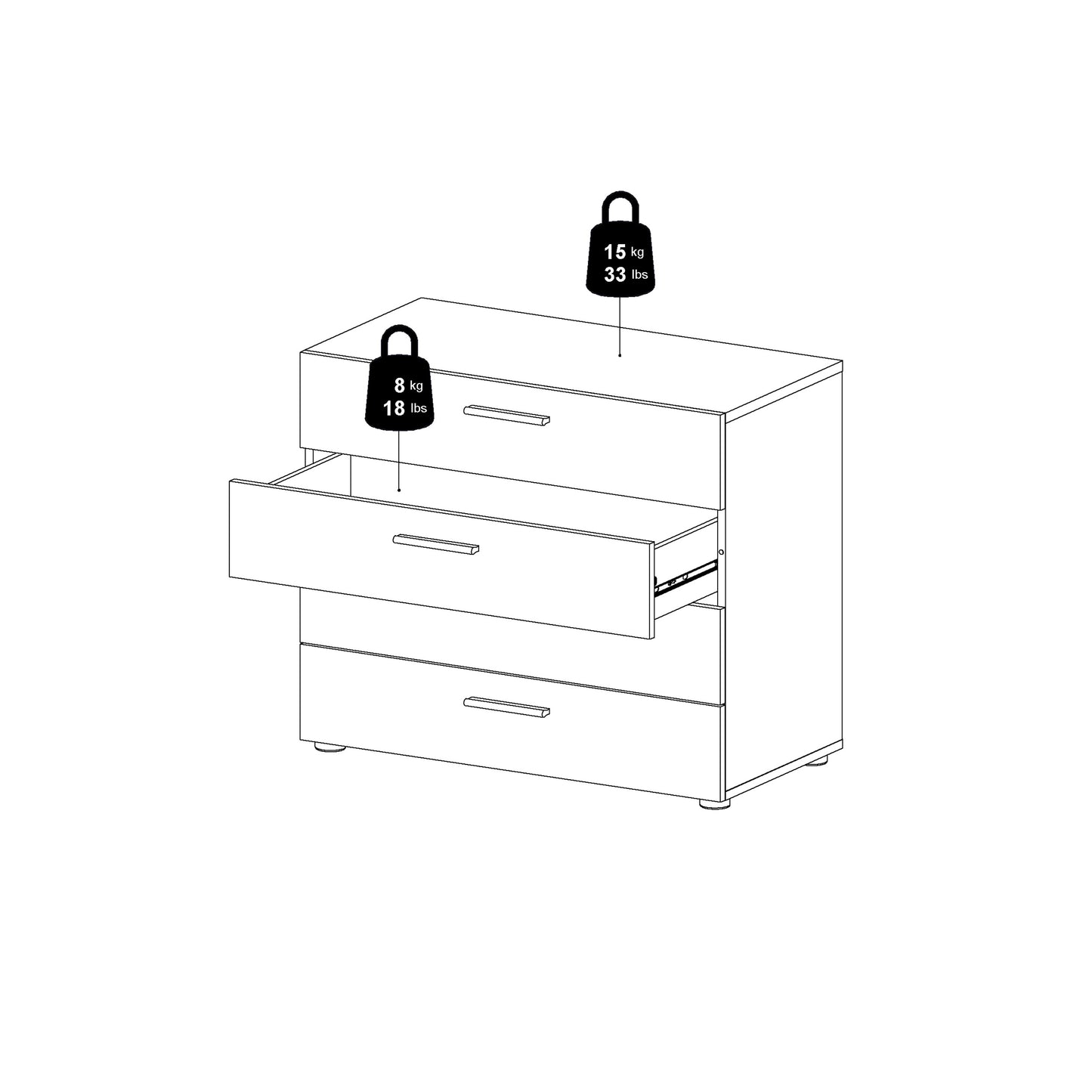 pepe chest of 4 drawers in truffle oak