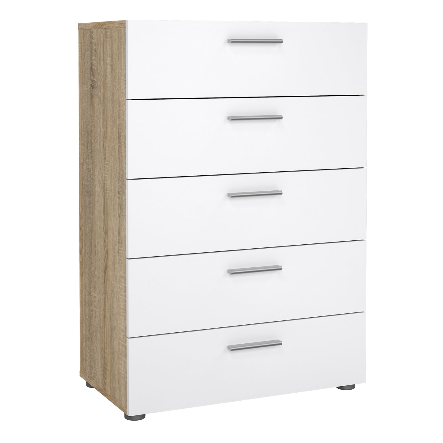 pepe chest of 5 drawers in oak with white high gloss