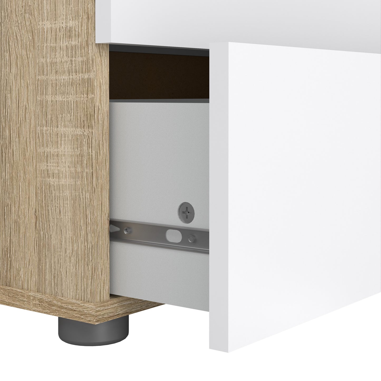 pepe chest of 5 drawers in oak with white high gloss