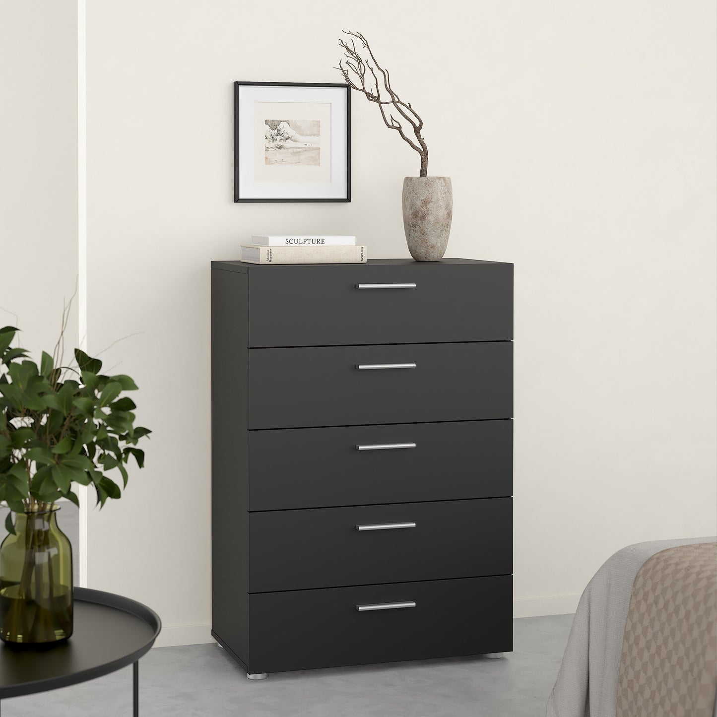 pepe chest of 5 drawers in black