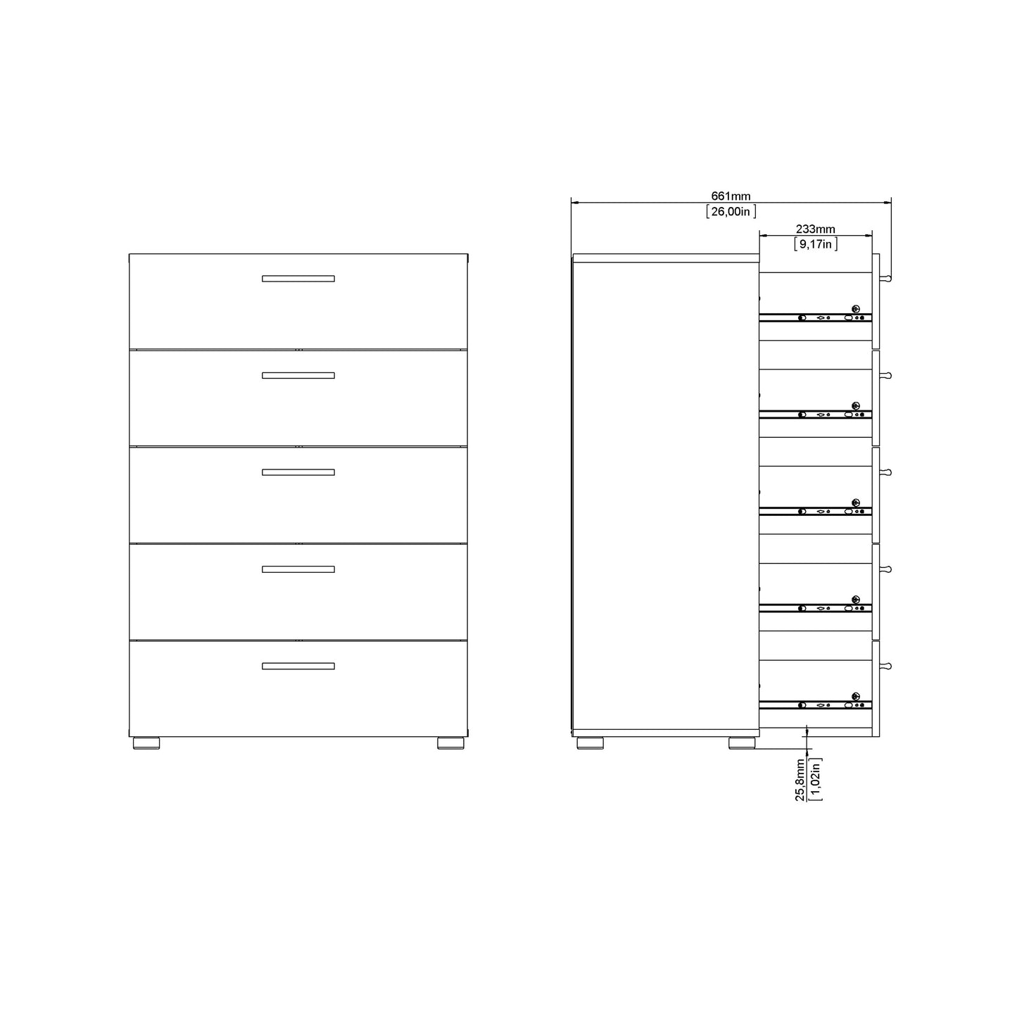 pepe chest of 5 drawers in black