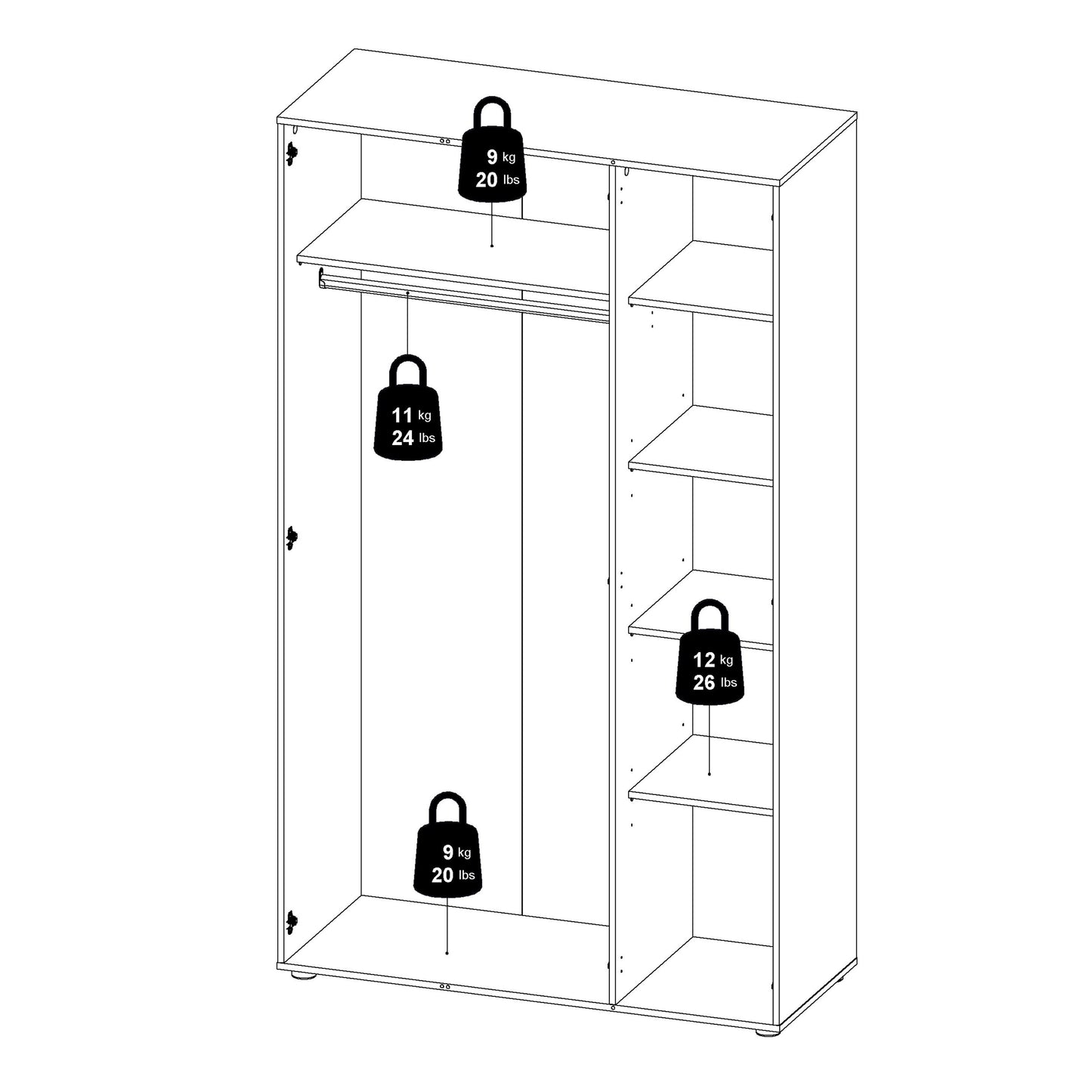 pepe wardrobe with 3 doors in white