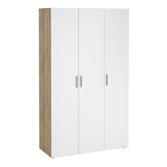 pepe wardrobe with 3 doors in oak with white high gloss