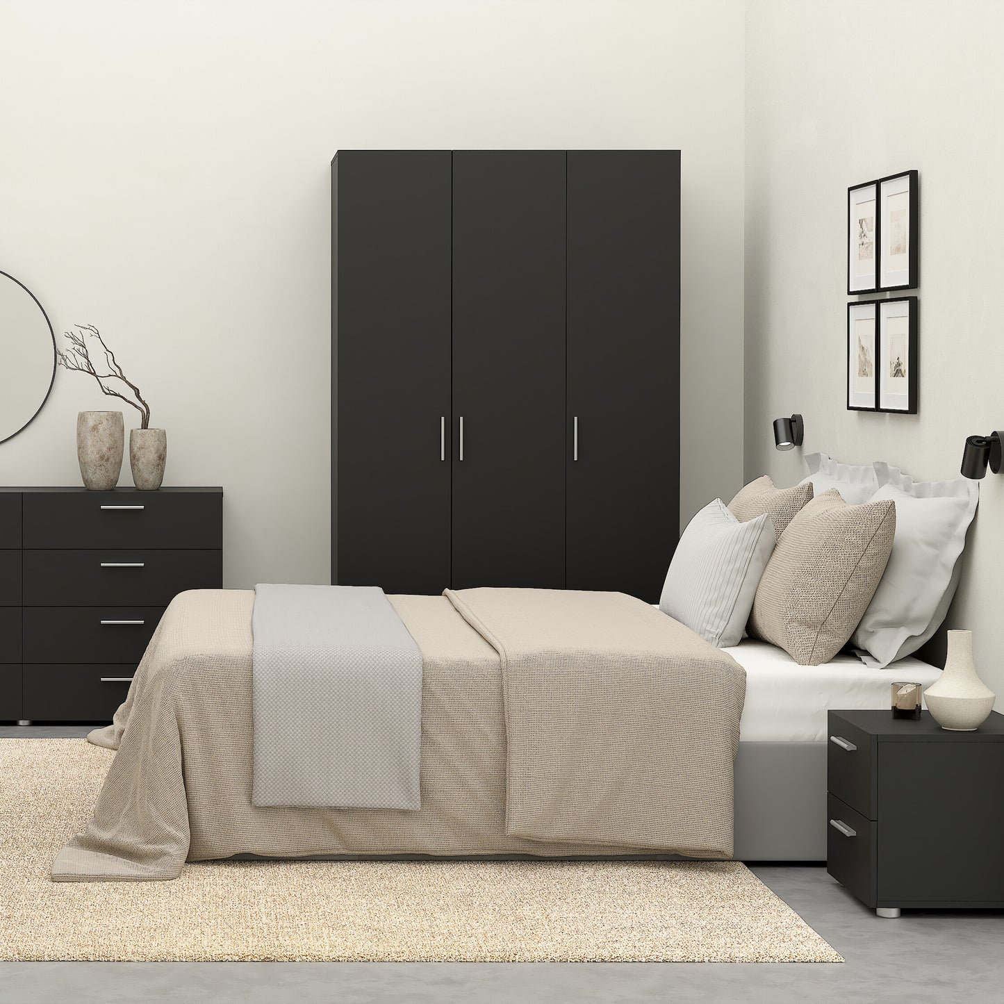 pepe wardrobe with 3 doors in black