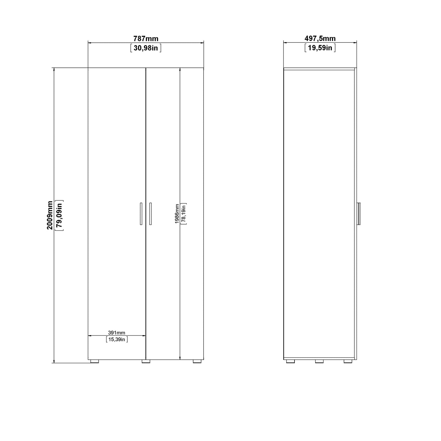 pepe wardrobe with 2 doors in black