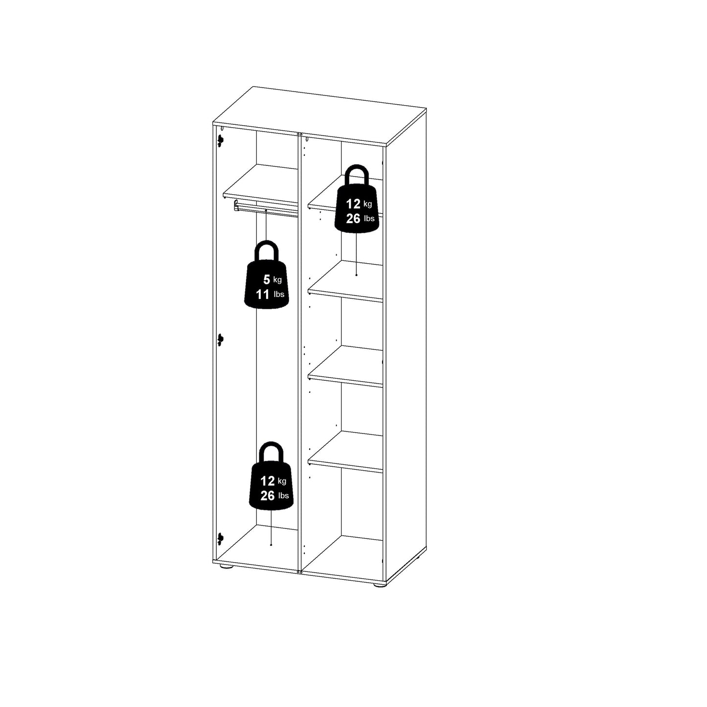 pepe wardrobe with 2 doors in black