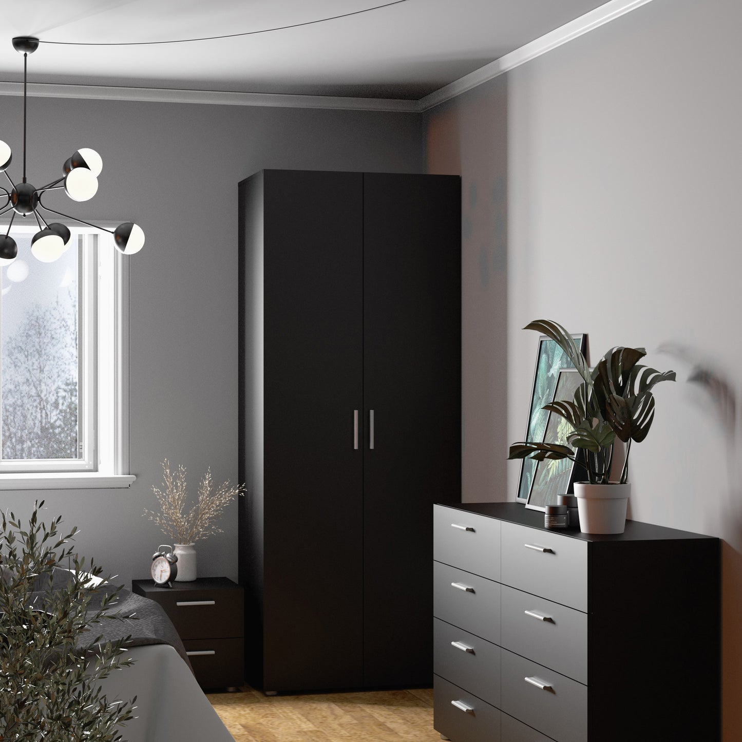 pepe wardrobe with 2 doors in black
