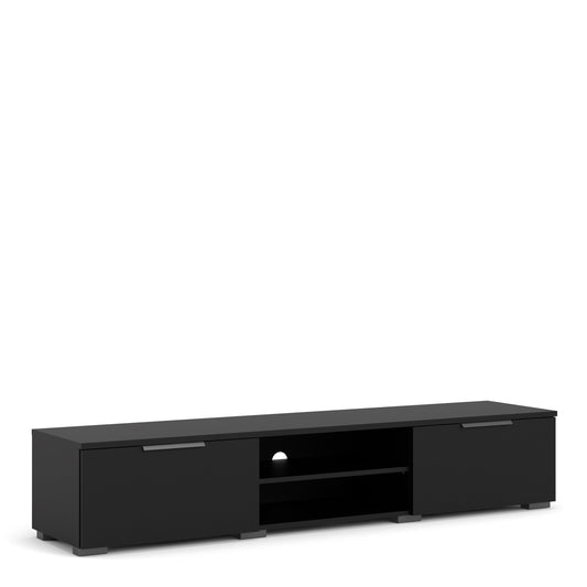 match tv unit 2 drawers 2 shelf in black
