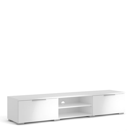 match tv unit 2 drawers 2 shelf in white high gloss