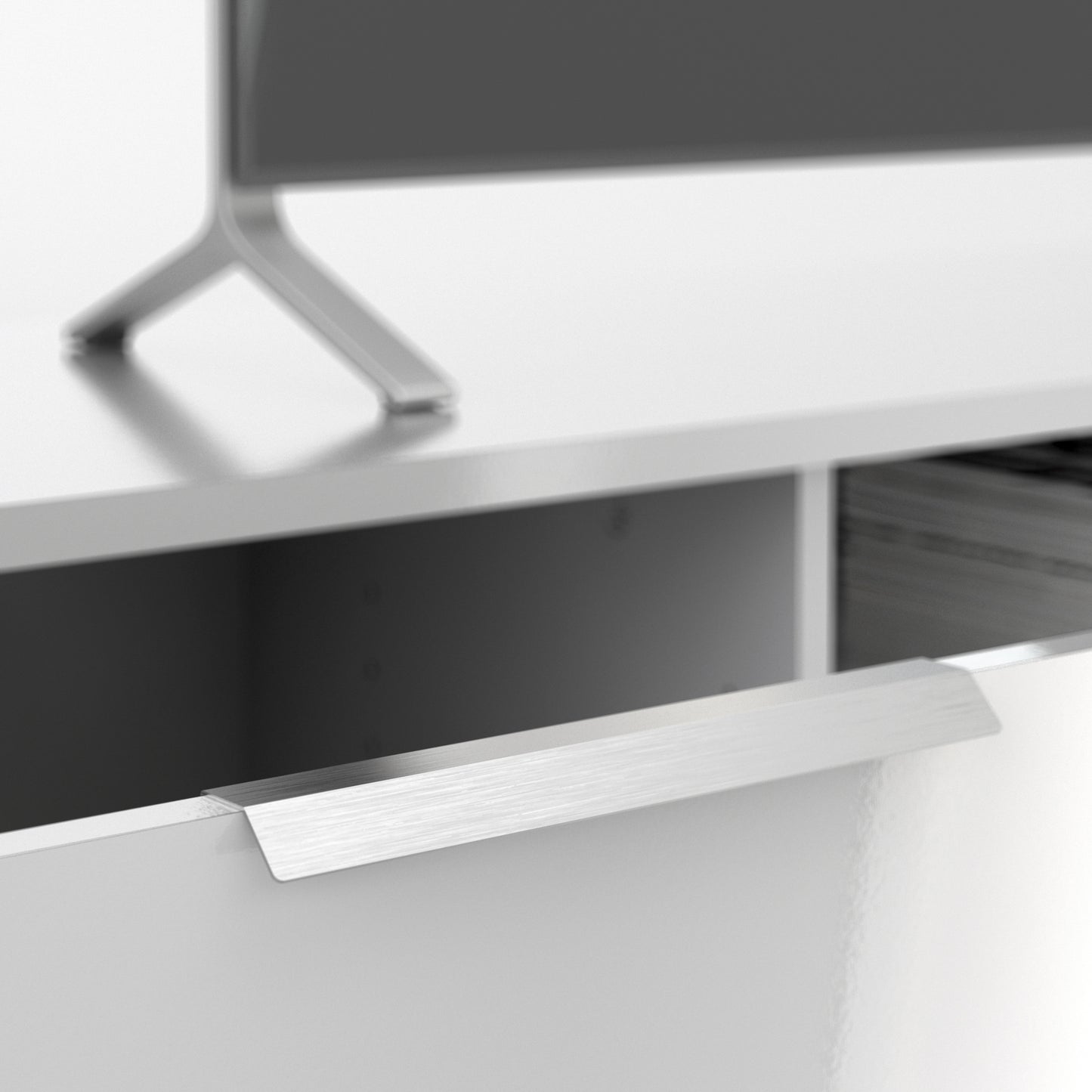 match tv unit 2 drawers 2 shelf in white high gloss